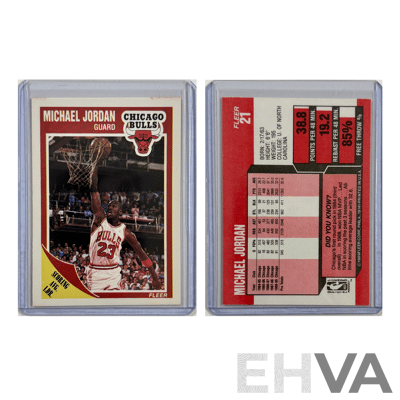 Classic Michael Jordan Fleer Card Showing the Bulls Icon Mid-slam in His Prime