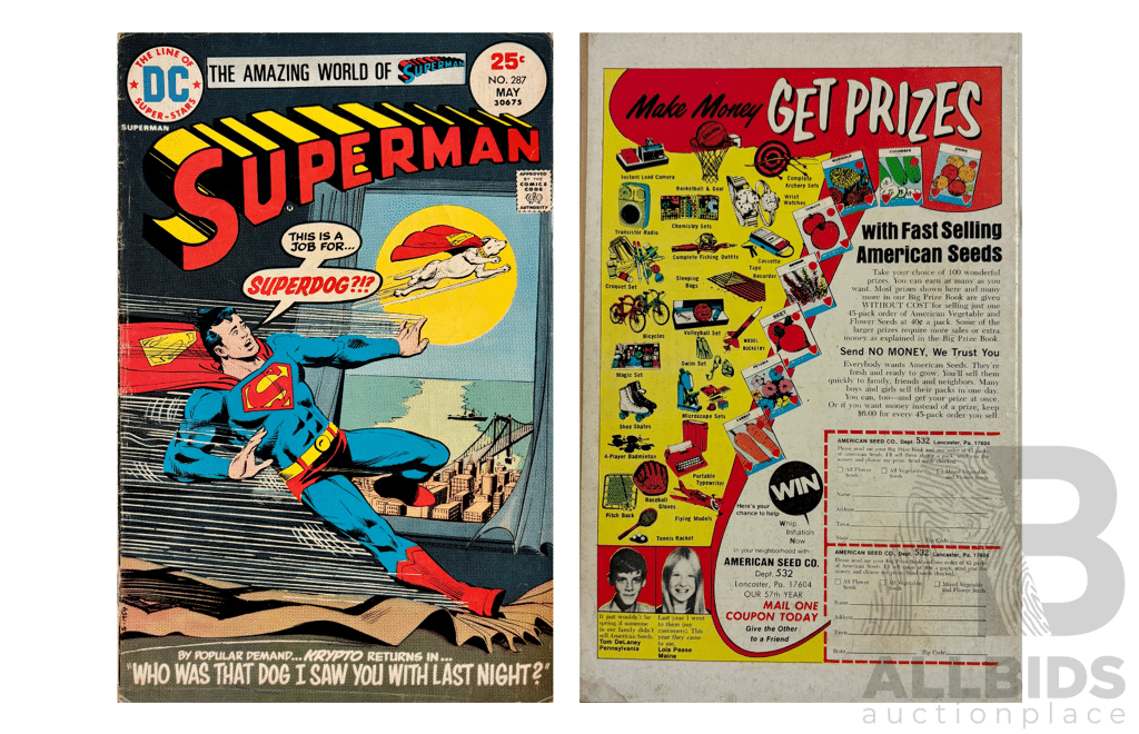 1975 Issue of Superman 287 Featuring Krypto the Superdog