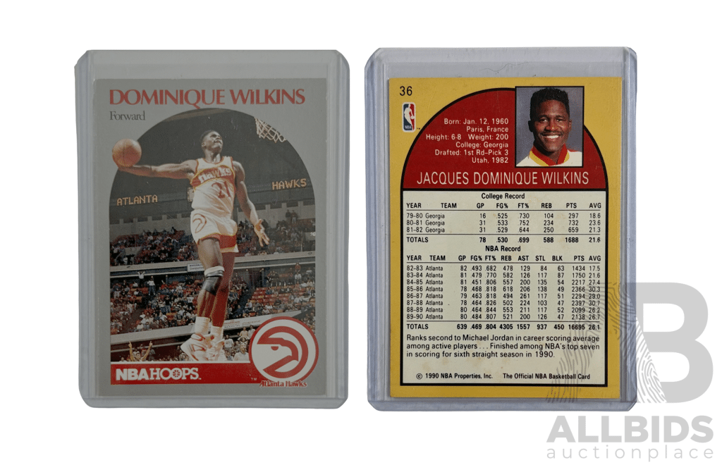 1990 Nba Hoops Dominique Wilkins Card Featuring the High-flying Hawks Legend in Classic Game Action