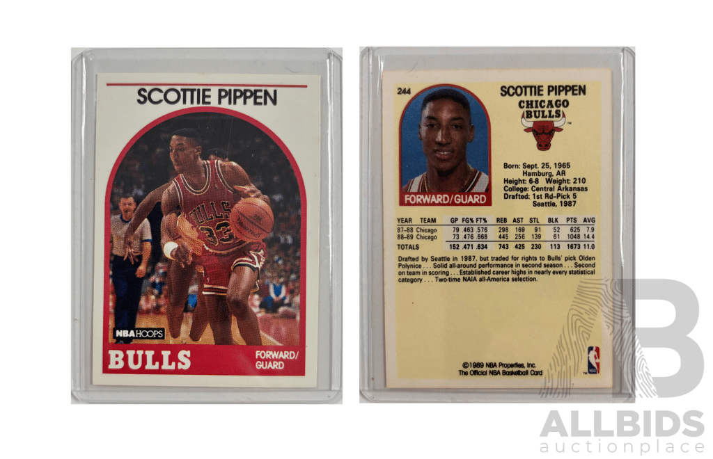 1990 Nba Hoops Card Featuring Chicago Bulls Legend Scottie Pippen in Dynamic Game Play.