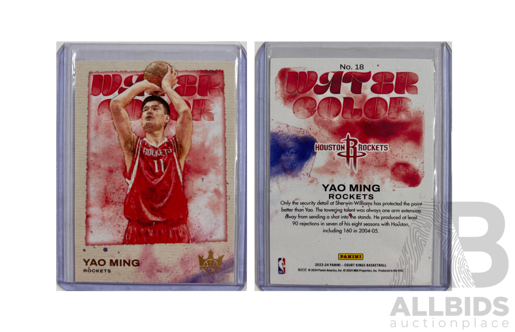 Panini Court Kings Water Color Insert Card Featuring Yao Ming in a Vivid, Artistic Paint-style Design.