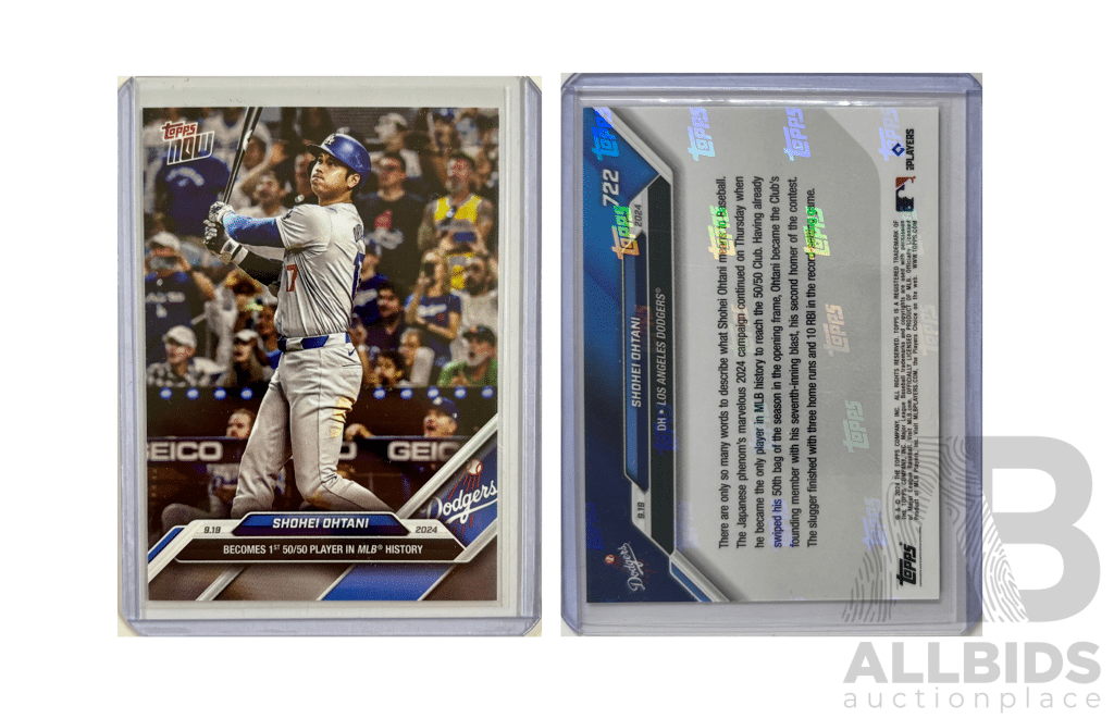Topps Now Card Celebrating Shohei Ohtanis 2023 Milestone in His New Dodgers Uniform.