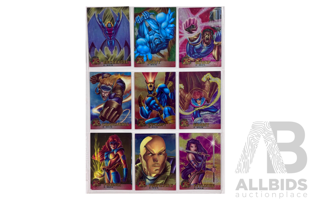 Foil-finish Marvel X-men Trading Card Lot Featuring 9 Mutant Heroes and Villains.