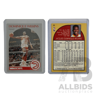 1990 Nba Hoops Dominique Wilkins Card Featuring the High-flying Hawks Legend in Classic Game Action