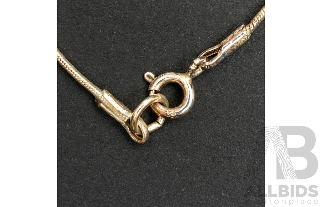 Sterling Silver (3) Cultured Pearl Slider Necklace, 45cm, 5.99 Grams