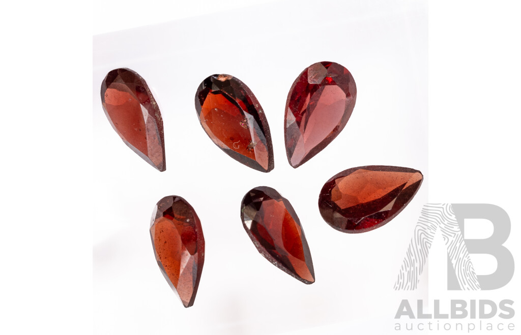 Garnet, (6) Natural Unset Pear Cut Gemstones 5.60ct