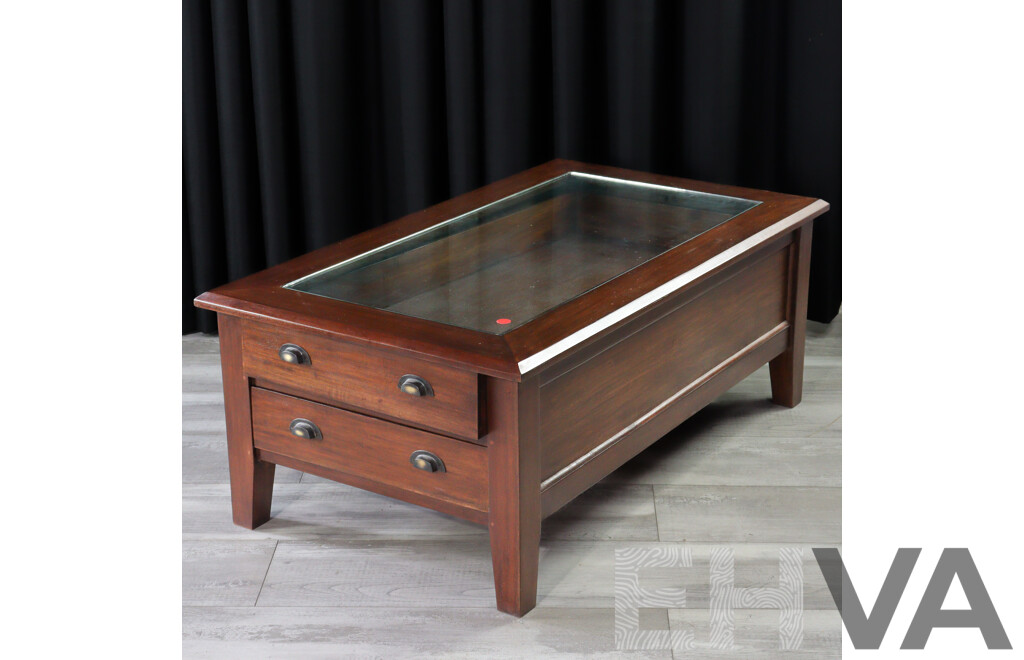 Mahogany Glass Top Display Coffee Table