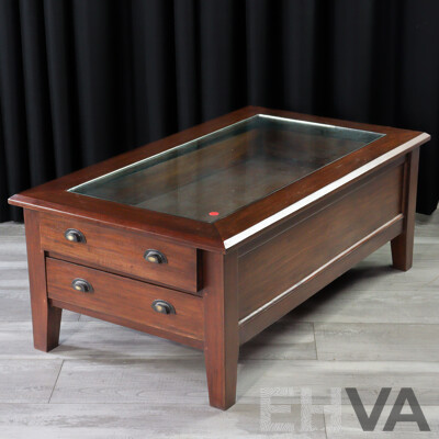 Mahogany Glass Top Display Coffee Table