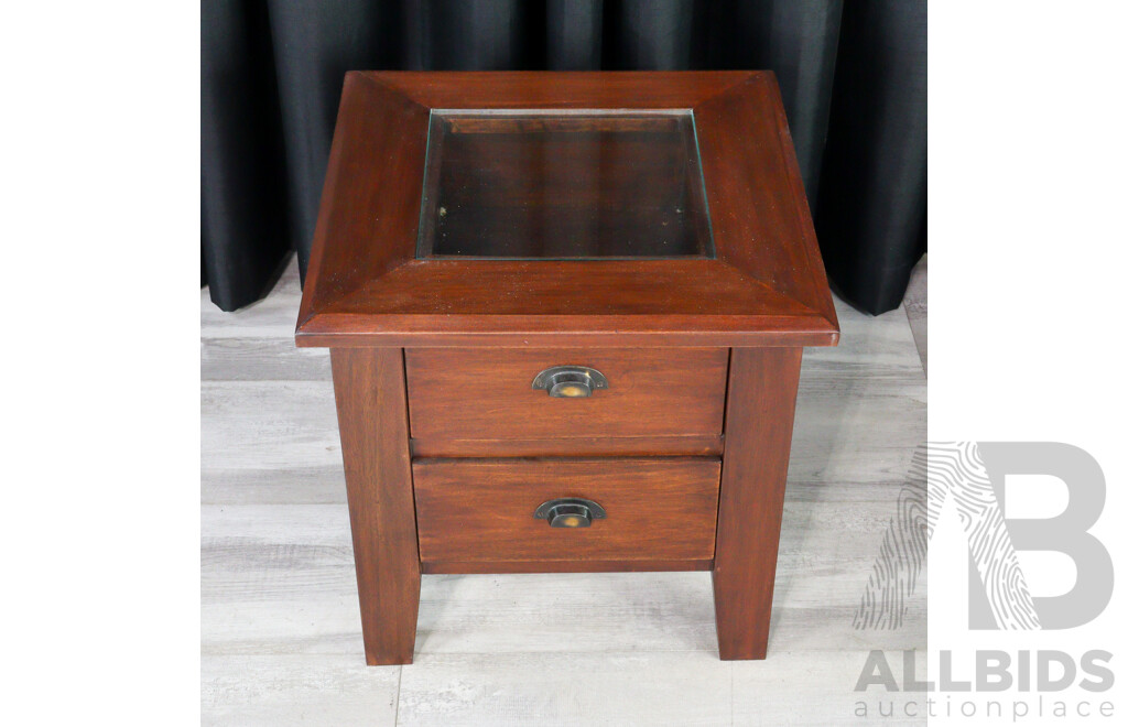 Pair of Mahogany Glass Top Side Tables