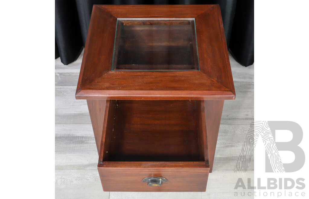 Pair of Mahogany Glass Top Side Tables
