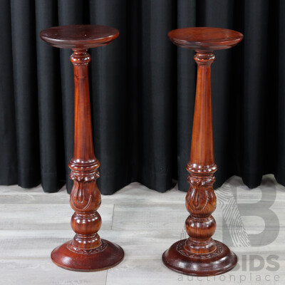 Pair of Turned Mahogany Plinths