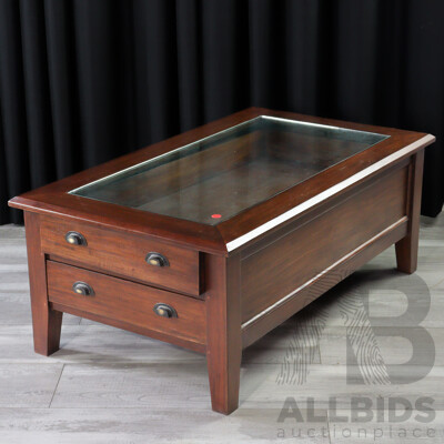 Mahogany Glass Top Display Coffee Table