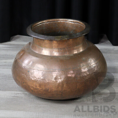 Large Hand Beaten Copper Vessel
