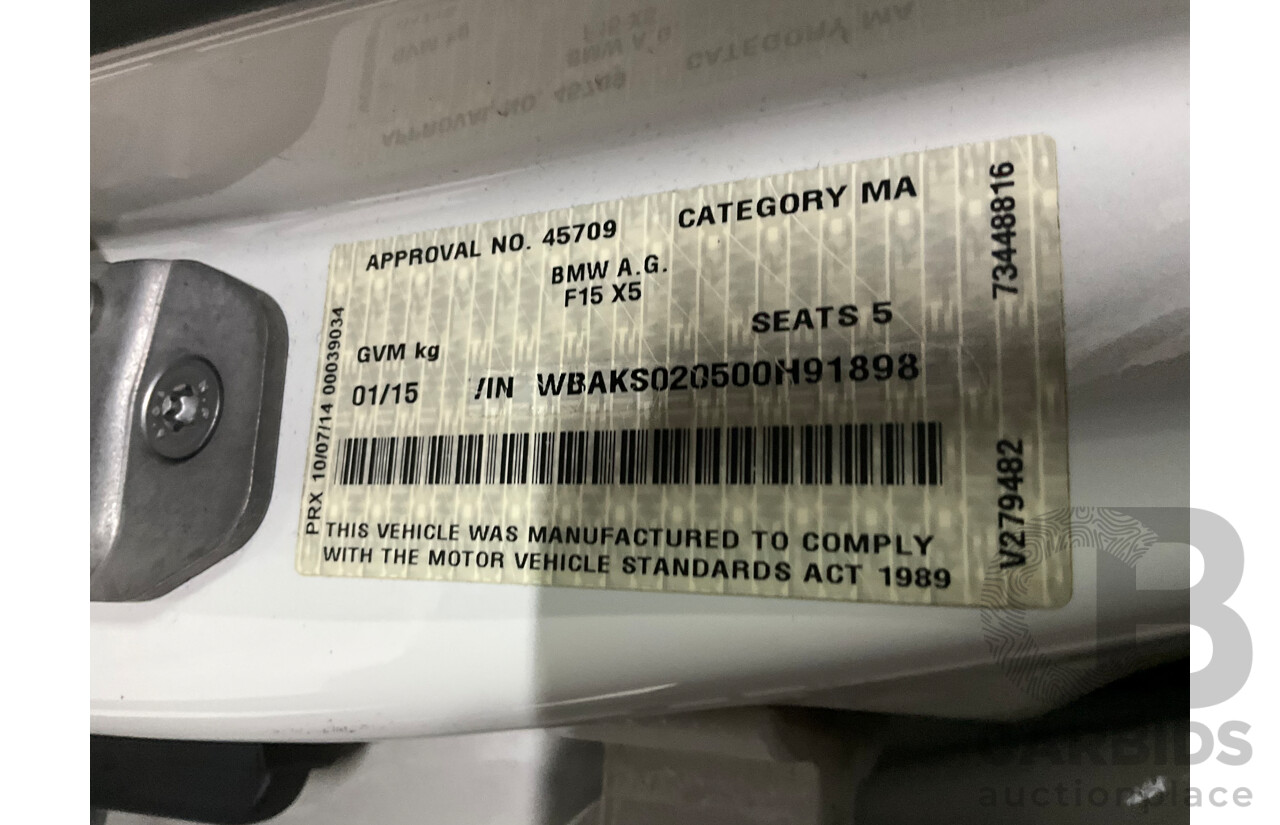 1/2015 BMW X5 sDrive 25d (RWD) F15 MY15 4d Wagon Mineral White Metallic Turbo Diesel 2.0L