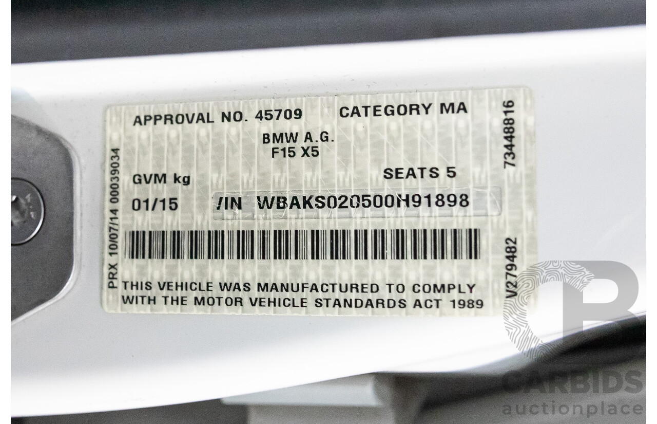 1/2015 BMW X5 sDrive 25d (RWD) F15 MY15 4d Wagon Mineral White Metallic Turbo Diesel 2.0L