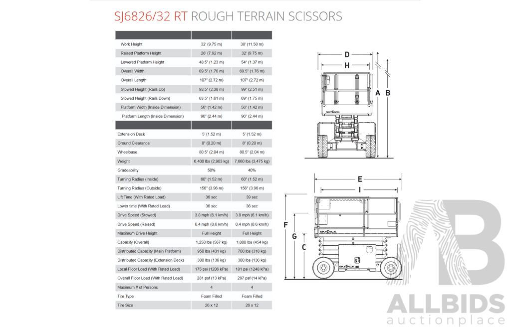SKYJACK SJ6832RT Rough Terrain Scissor