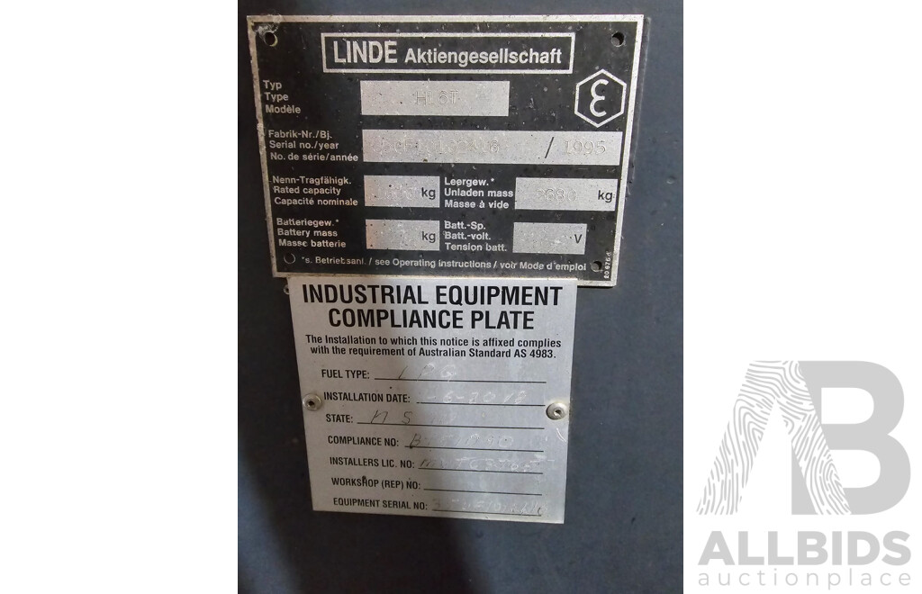 1995 LINDE H16 LPG Forklift