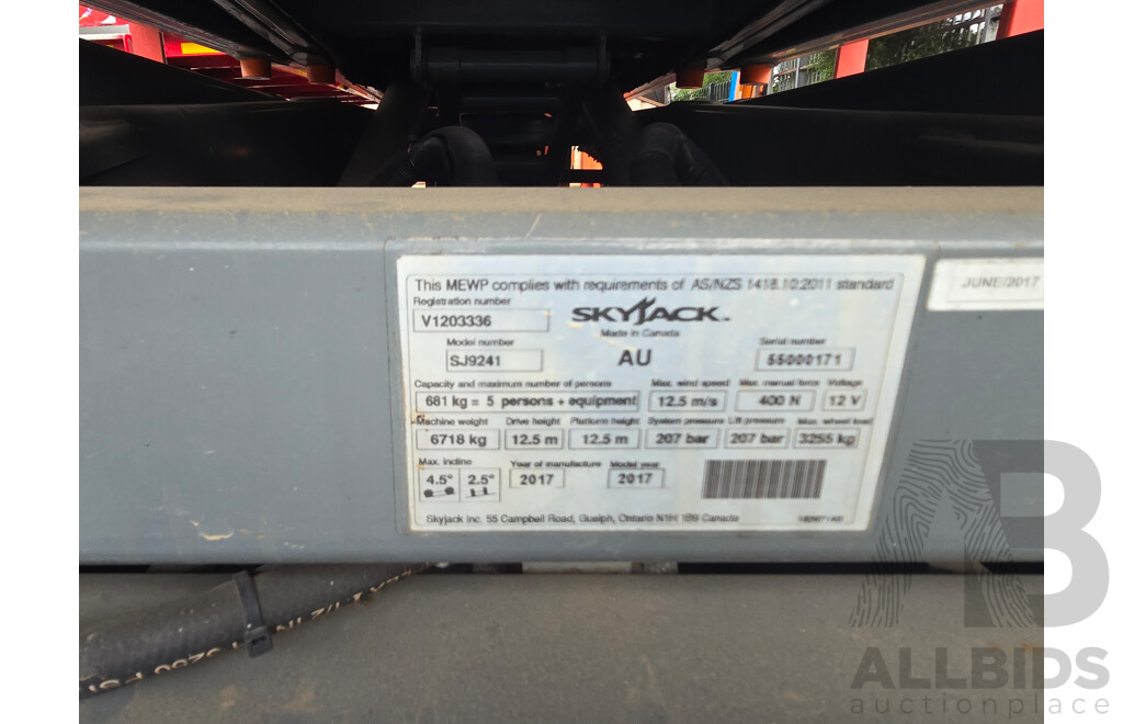 2017 SKYJACK SJ9241 RT 4x4 Diesel Mobile Elevated Work Platform