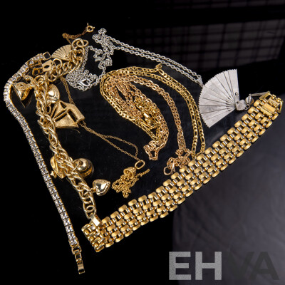 Vintage Collection of Gold/silver Tone Jewellery Including Bracelets and Necklaces