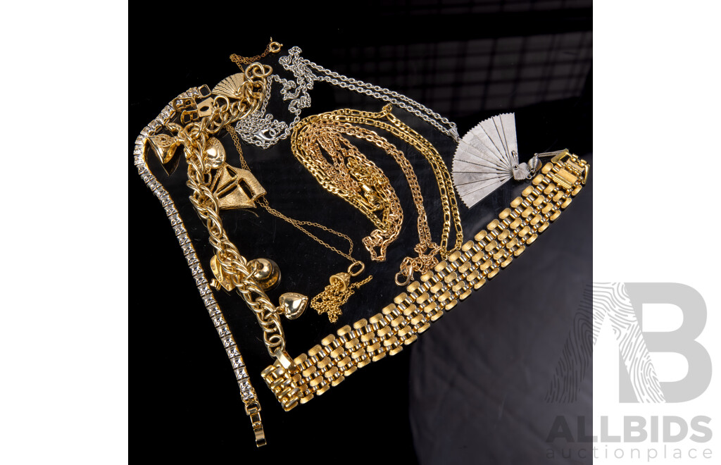 Vintage Collection of Gold/silver Tone Jewellery Including Bracelets and Necklaces