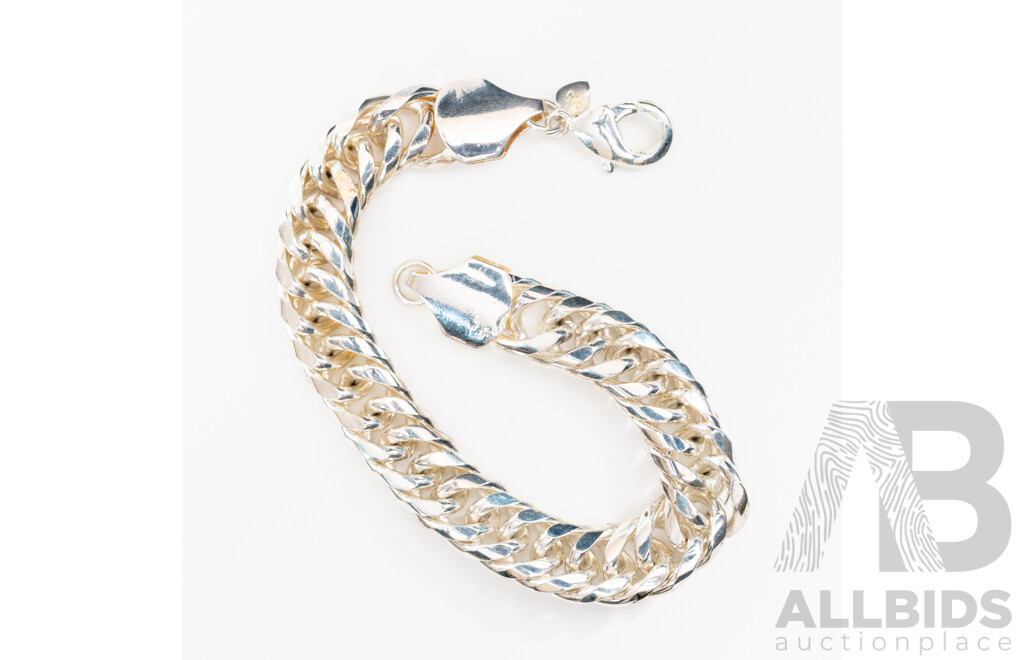 Sterling Silver Cuban Link Bracelet, 21.5cm Long, 45.48 Grams