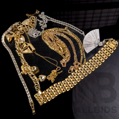 Vintage Collection of Gold/silver Tone Jewellery Including Bracelets and Necklaces