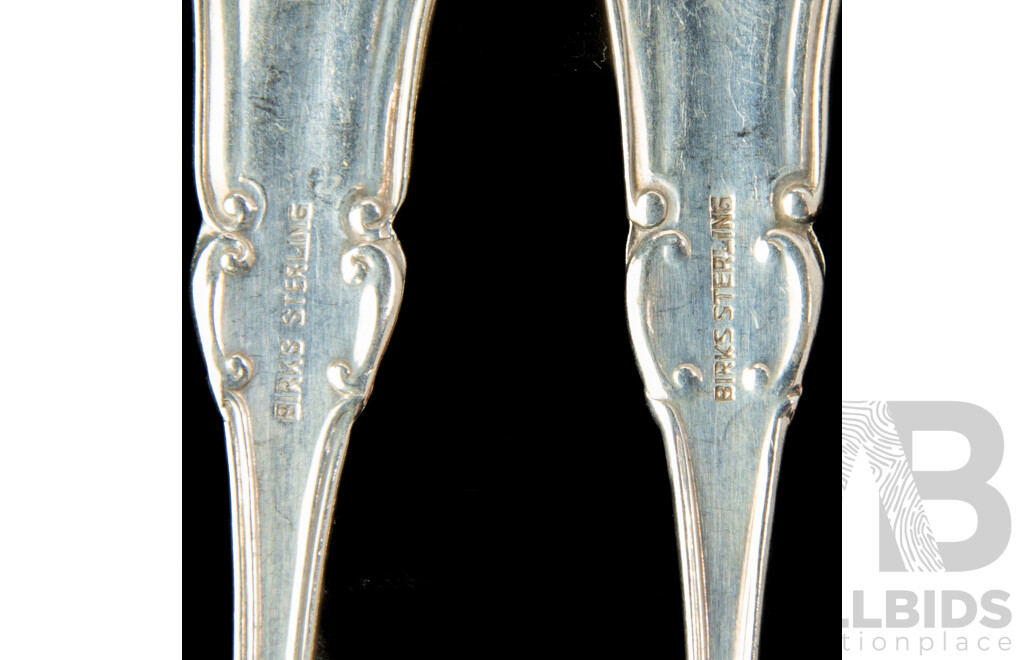 Set Six Vintage Sterling Silver Teaspoons with Engraved Monogram to Finial