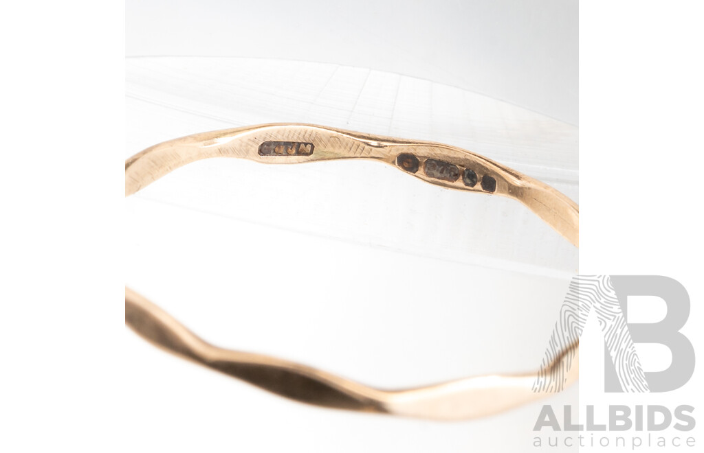9ct Vintage Geometrical Shaped Ring, Size M, 0.37 Grams & Sterling Silver Rope Twist Necklace, 45cm, 3.65 Grams