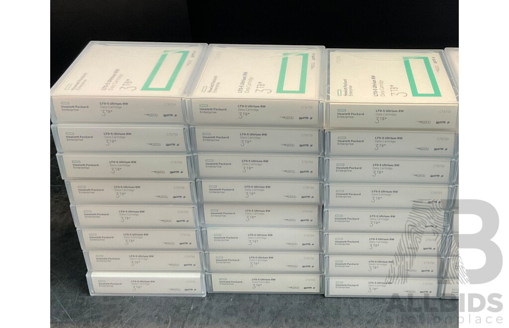 HPE/HP LTO-5 Ultrium 3TB RW Data Cartridge (C7975A) - Lot of 30 - Estimated Total ORP $1,600