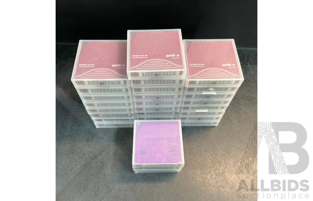 TANDBERG DATA Ultrium LTO 5 1.5GB/3TB Compressed Data Cartridge & HP 6.25TB MP RW Ultrium LTO 6 Data Cartridge - Lot of 28