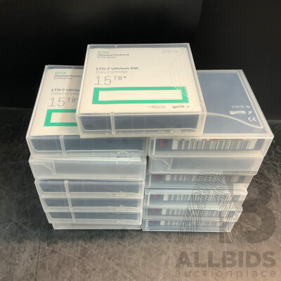 HPE 15TB C7977A RW Ultrium LTO 7 Data Cartridge - Lot of 13