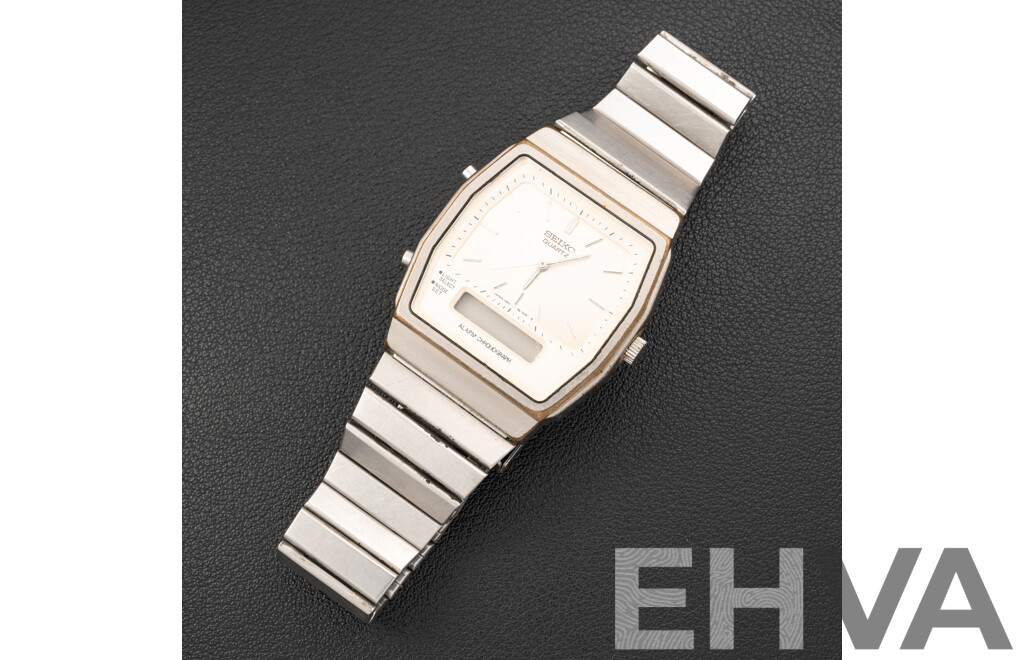 Seiko Quartz Alarm Chronograph Vintage Analogue/digital Watch, H601-5400