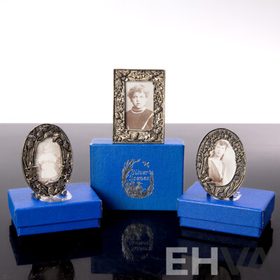 'Silver Scenes' Collection of (3) Vintage Miniature Photo Frames, 55mm, Boxed, Made in Wales - as New