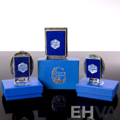'Silver Scenes' Collection of (3) Vintage Miniature Photo Frames, 55mm, Boxed, Made in Wales - as New