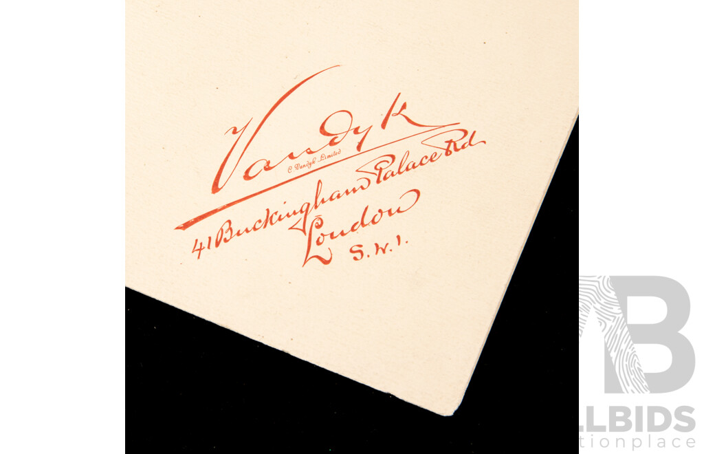 Interesting Antique Photograph of King George VI & Elizabeth Queen Mother, Signed by Both to Lower Portion in Vandyke London Folder and Blind Stamped the Same