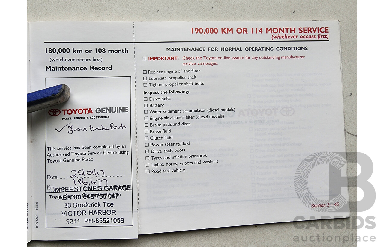 8/2007 Toyota Landcruiser Prado GXL (4x4) KDJ120R MY07 4d Wagon Silver 3.0L
