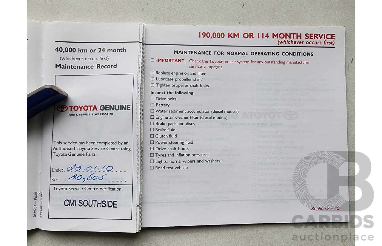 8/2007 Toyota Landcruiser Prado GXL (4x4) KDJ120R MY07 4d Wagon Silver 3.0L