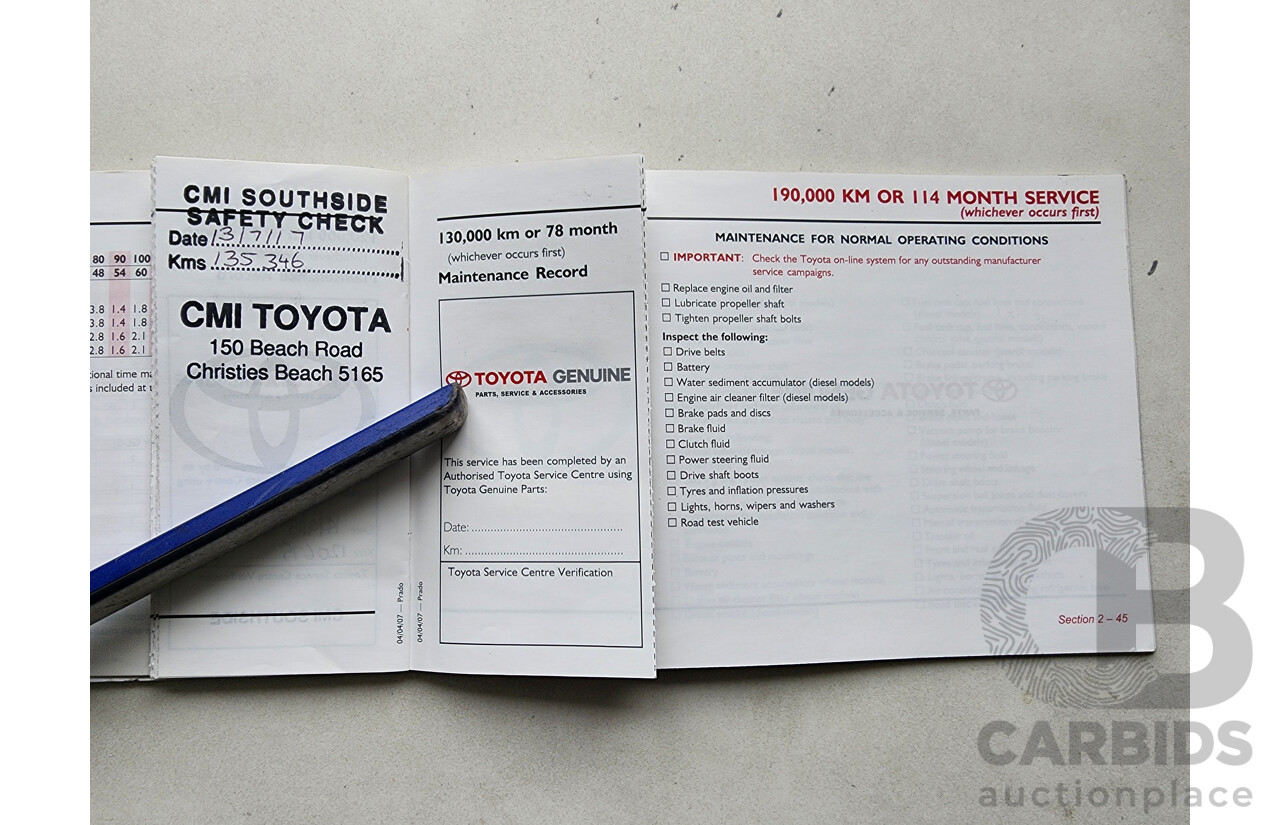 8/2007 Toyota Landcruiser Prado GXL (4x4) KDJ120R MY07 4d Wagon Silver 3.0L