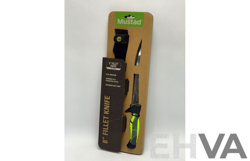 Mustad 8 Inch Fillet Knife with Pouch - Brand New