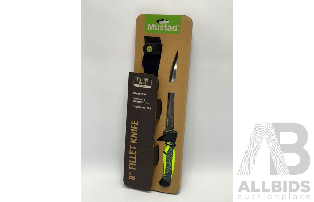 Mustad 8 Inch Fillet Knife with Pouch - Brand New