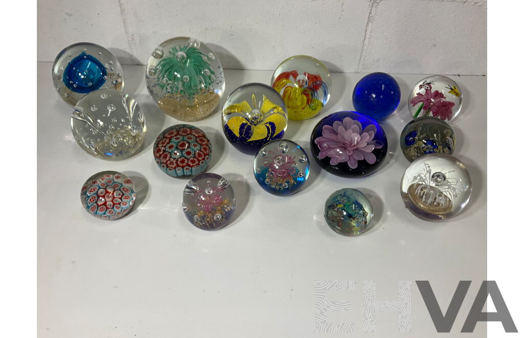 Assorted Glass Paper Weights, Some with Floral Detail - Lot of 15