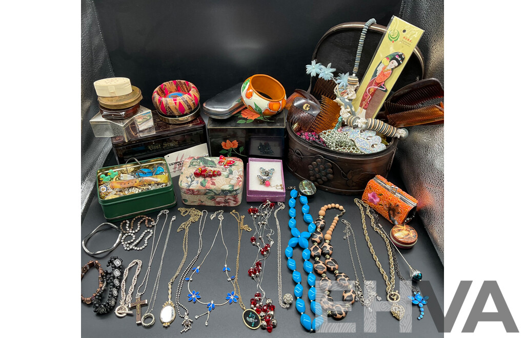 Assorted Costume Jewellery - Bracelets, Earrings, Necklaces, Rings, Musical Jewellery Boxes and More