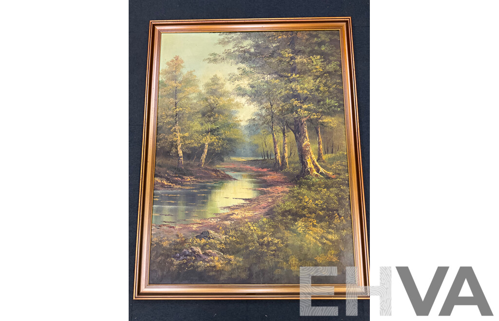 Artist Unknown - “Wilderness River Forest” Framed - Oil on Board