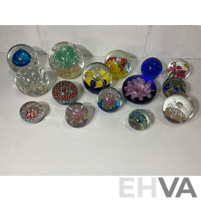 Assorted Glass Paper Weights, Some with Floral Detail - Lot of 15
