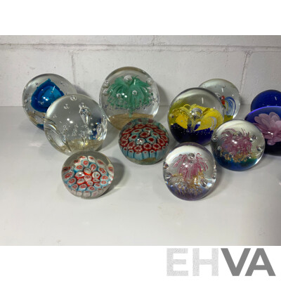 Assorted Glass Paper Weights, Some with Floral Detail - Lot of 15