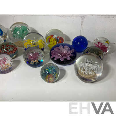 Assorted Glass Paper Weights, Some with Floral Detail - Lot of 15