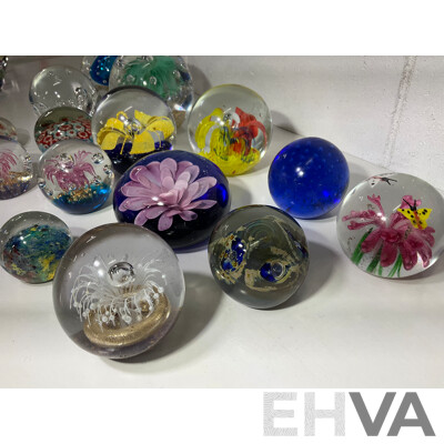 Assorted Glass Paper Weights, Some with Floral Detail - Lot of 15