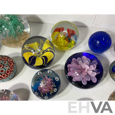 Assorted Glass Paper Weights, Some with Floral Detail - Lot of 15