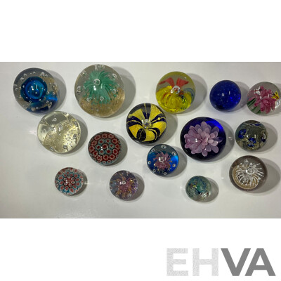 Assorted Glass Paper Weights, Some with Floral Detail - Lot of 15
