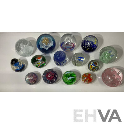 Assorted Glass Paper Weights, Some with Ocean Theme - Lot of 15